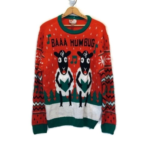Party Sweater Size L Baa Humbug Singing Sheep Christmas Holiday Sweater As Is - Picture 1 of 8